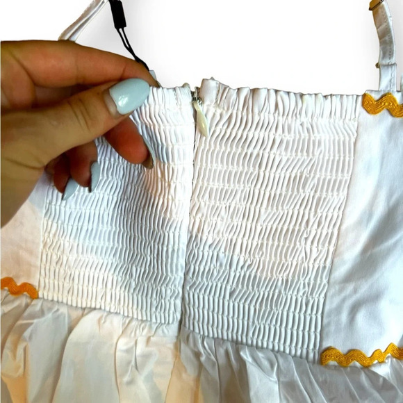 English Factory Colorblock Wave Trim 3 Tiered Dress White Ruffle NWT Size Small - Picture 6 of 12